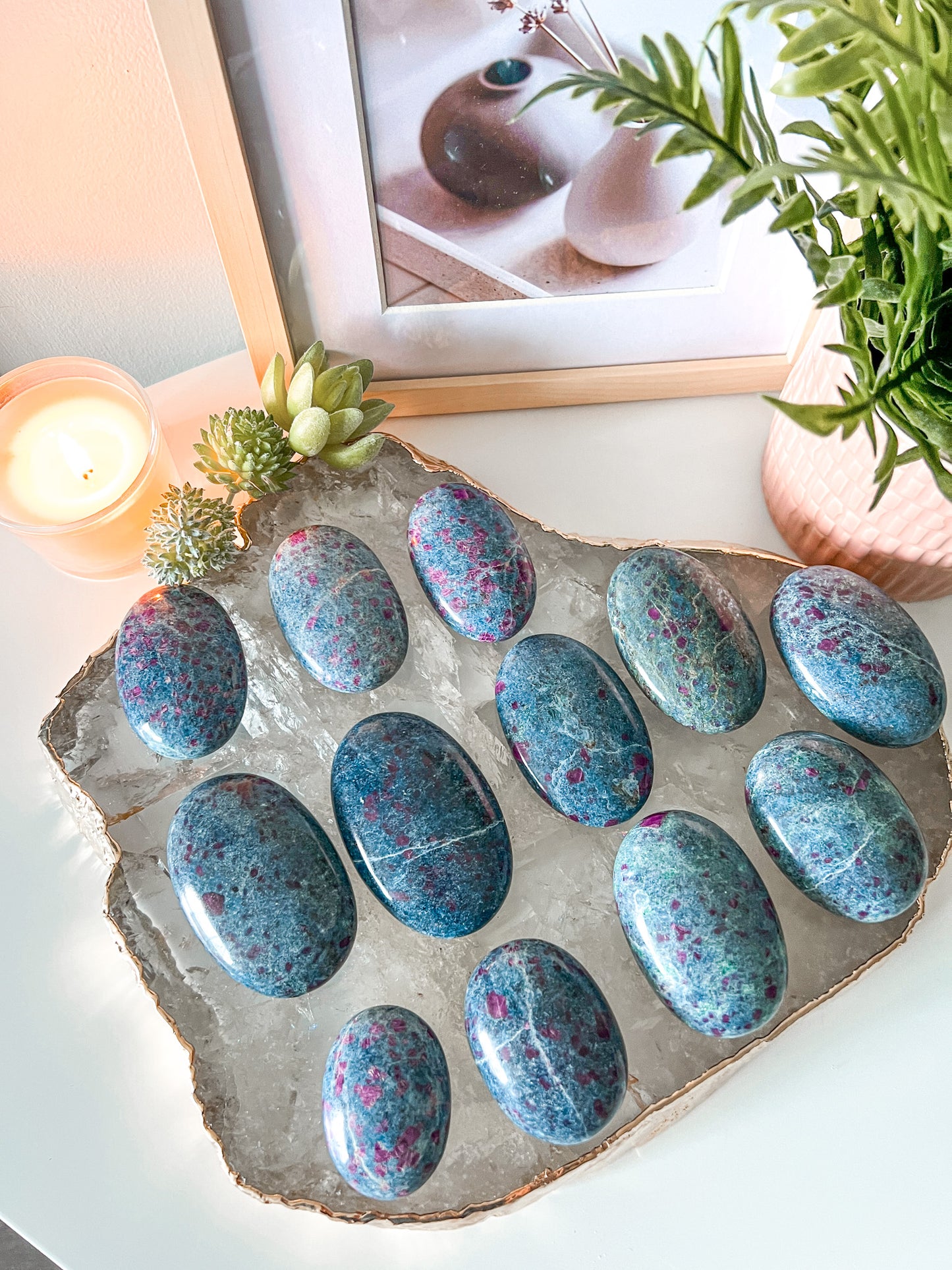 Ruby Kyanite Palm Stone - Crystal Love Treasures