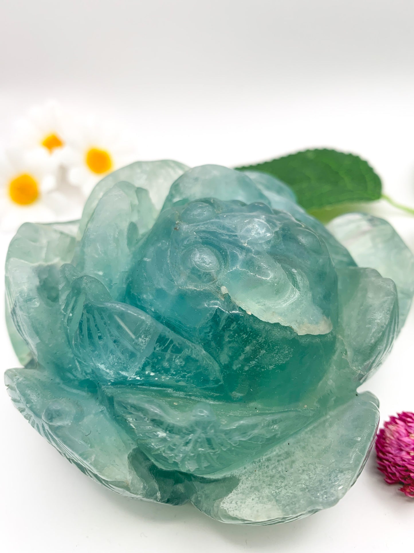 Blue Fluorite Lotus Carving - Crystal Love Treasures