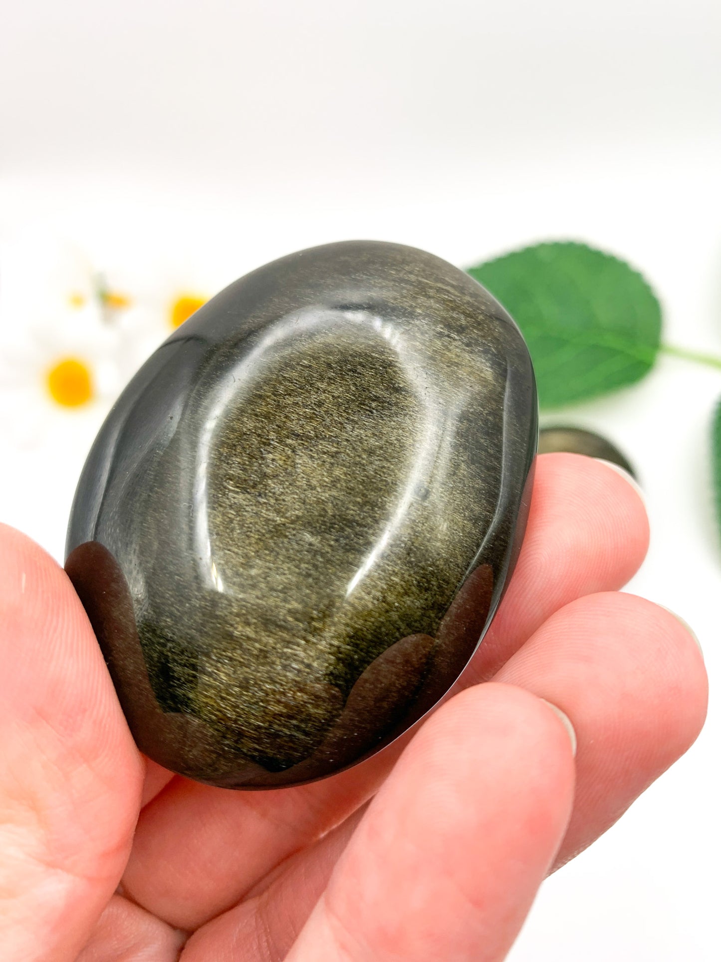 Gold Sheen Obsidian Palm Stone - Crystal Love Treasures