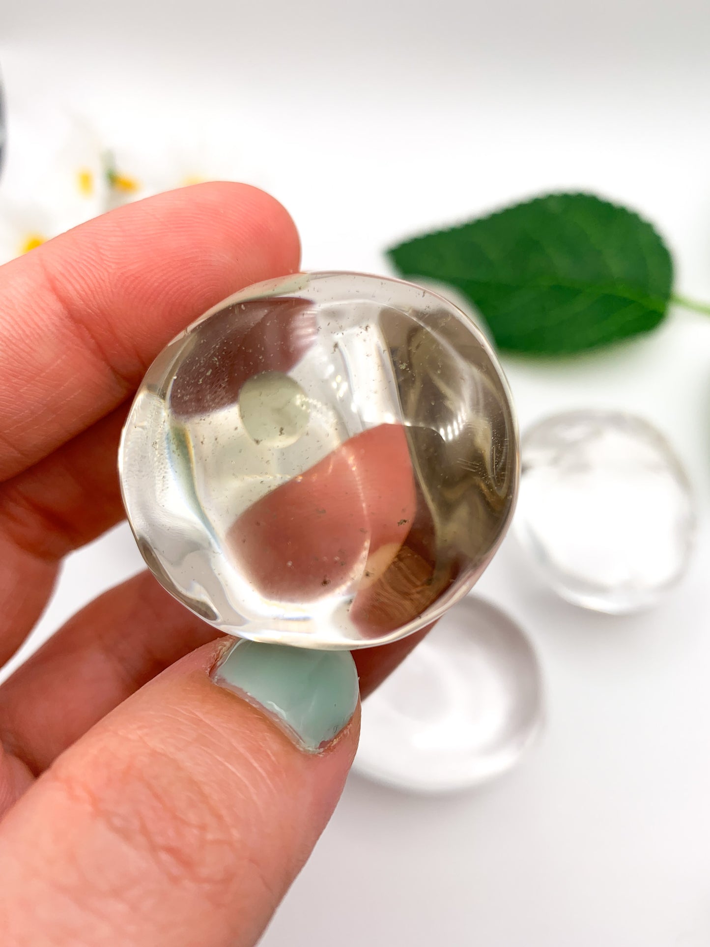 Clear Quartz Palm Stone - Crystal Love Treasures