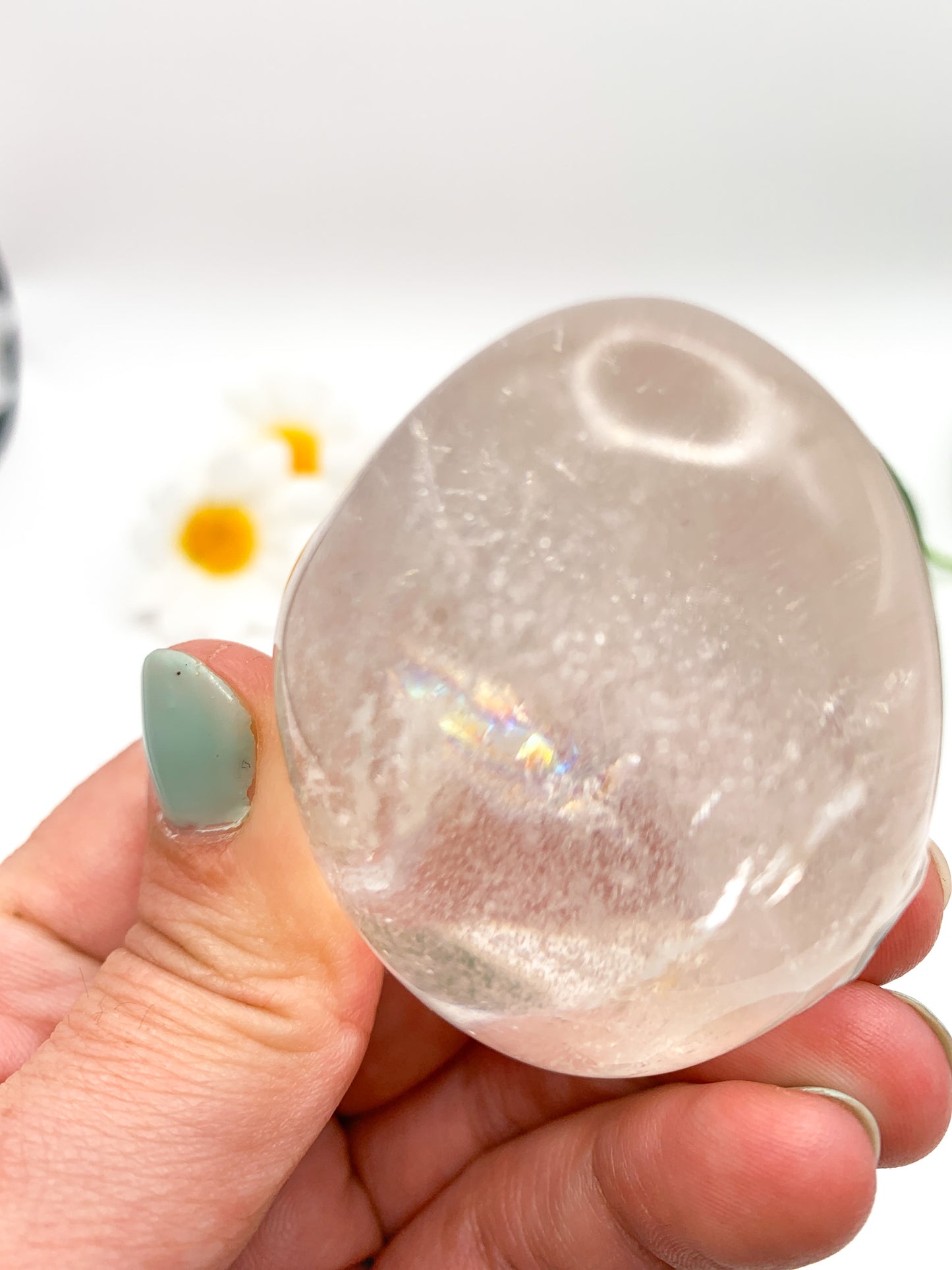 Clear Quartz Palm Stone - Crystal Love Treasures