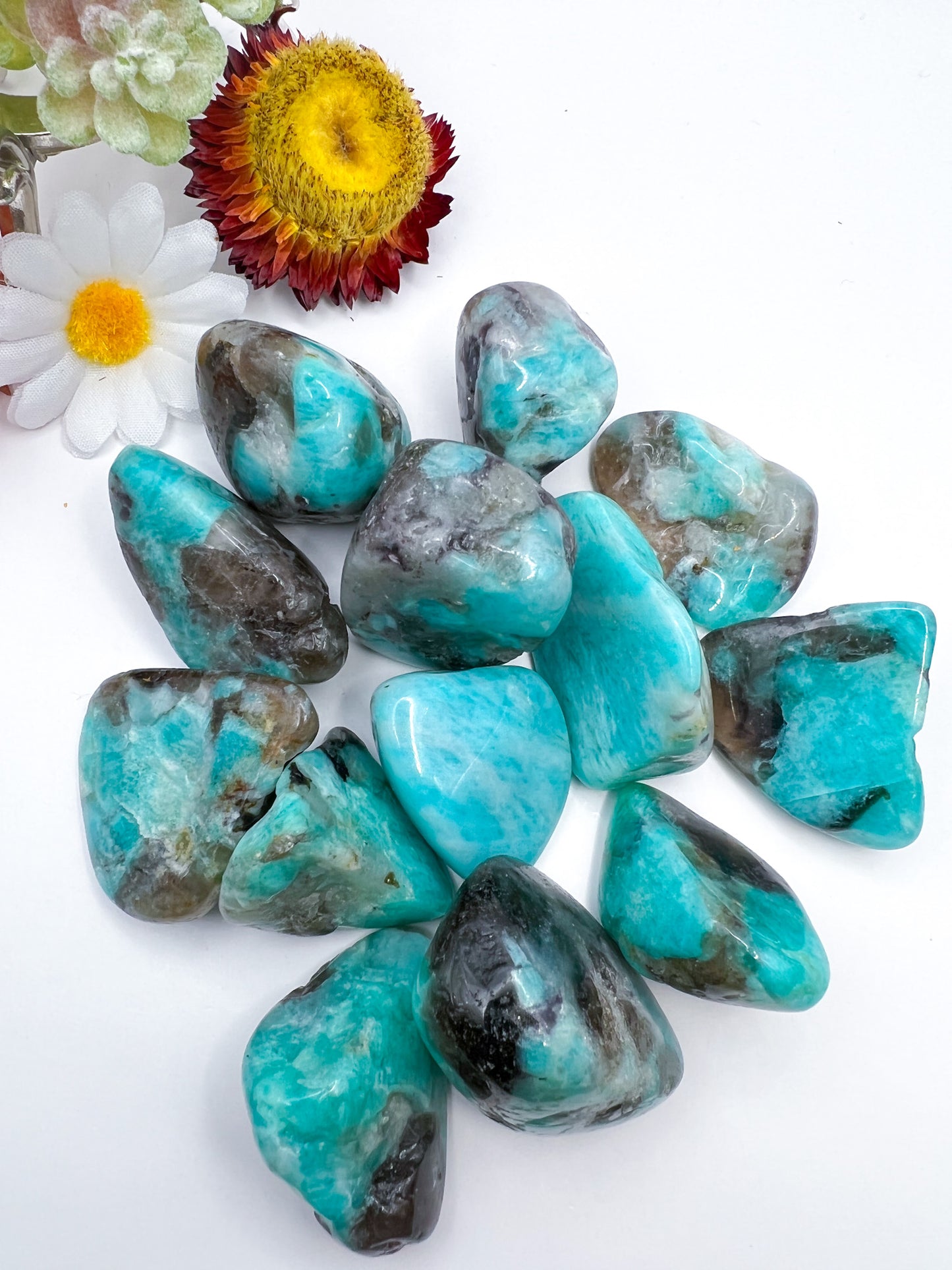 Amazonite and Smoky Quartz Tumbles - Crystal Love Treasures