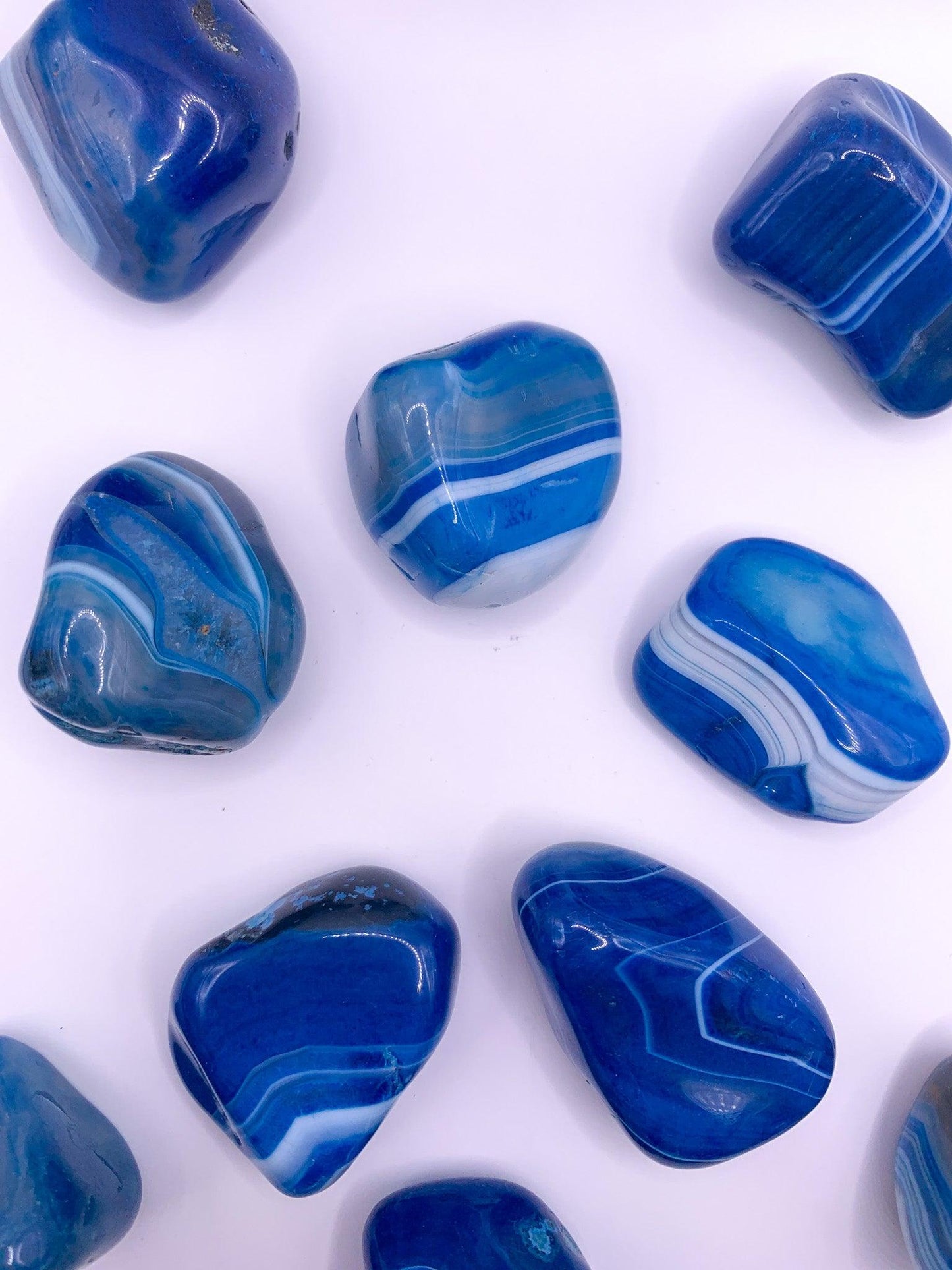 Blue Banded Agate Tumbles - Crystal Love Treasures