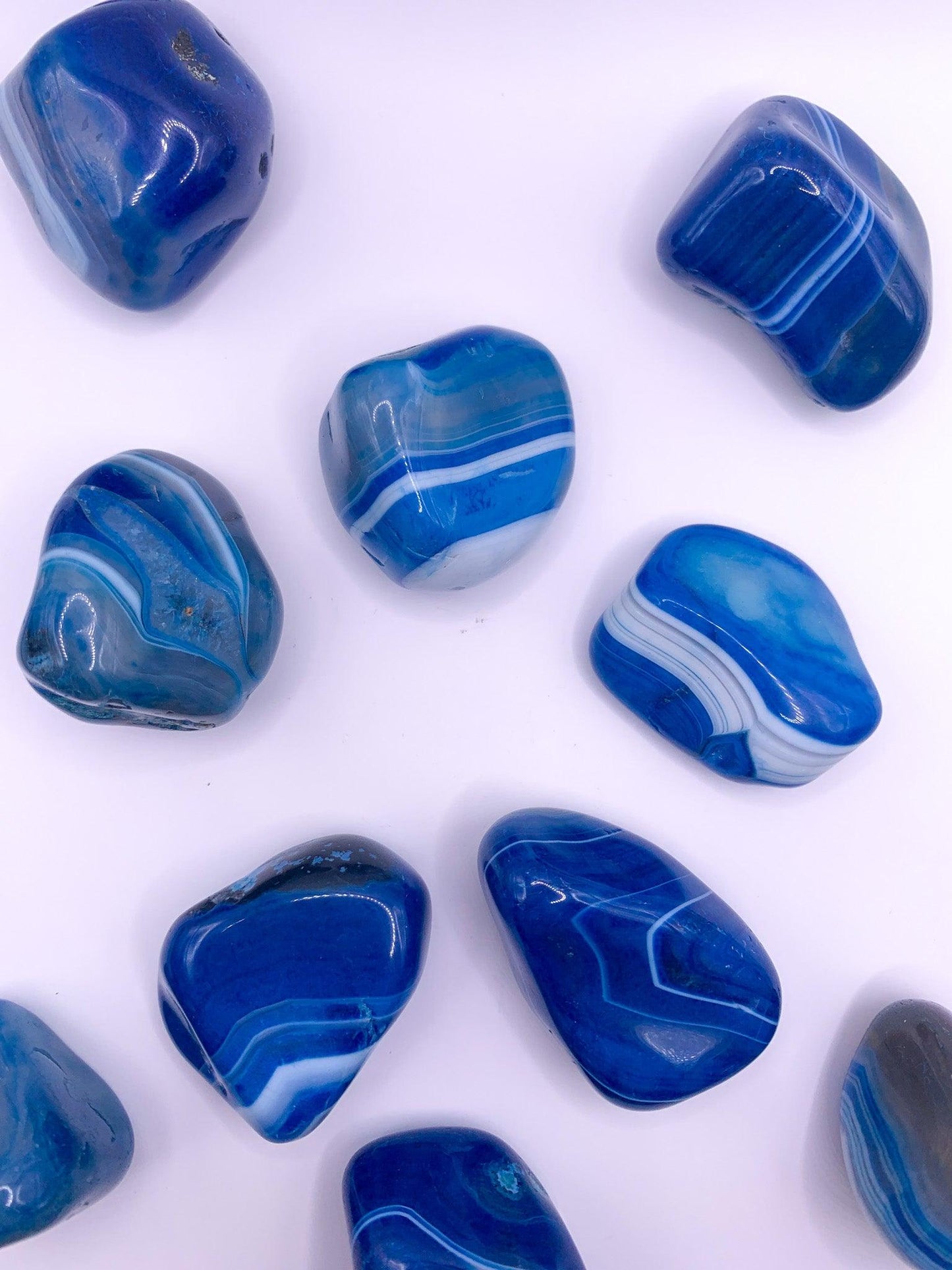 Blue Banded Agate Tumbles - Crystal Love Treasures