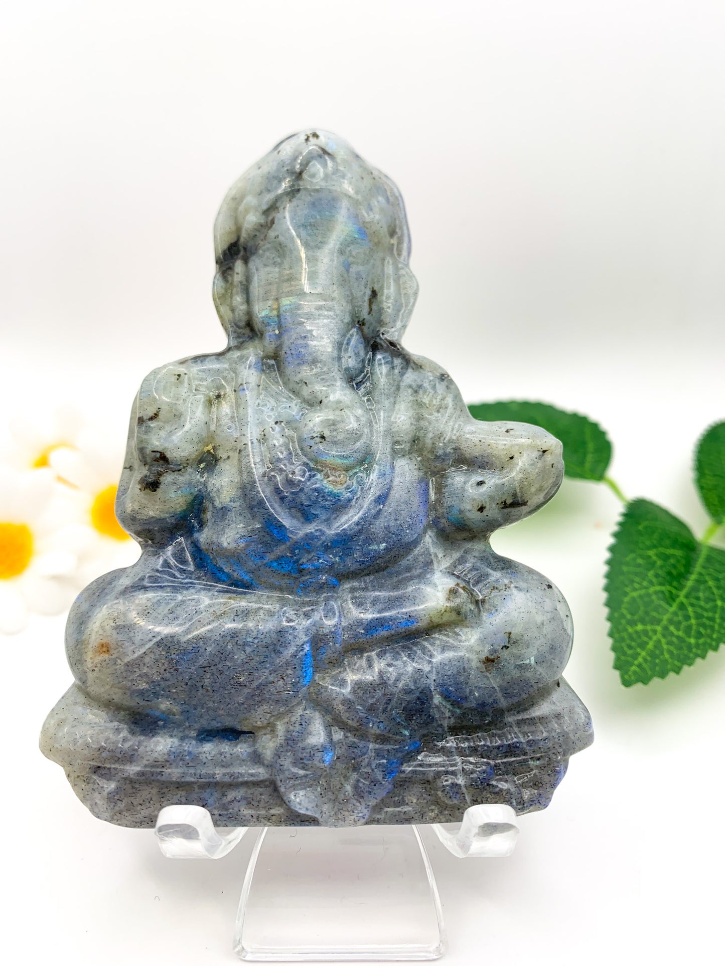 Labradorite Ganesha Carving (Hand-carved) - Crystal Love Treasures