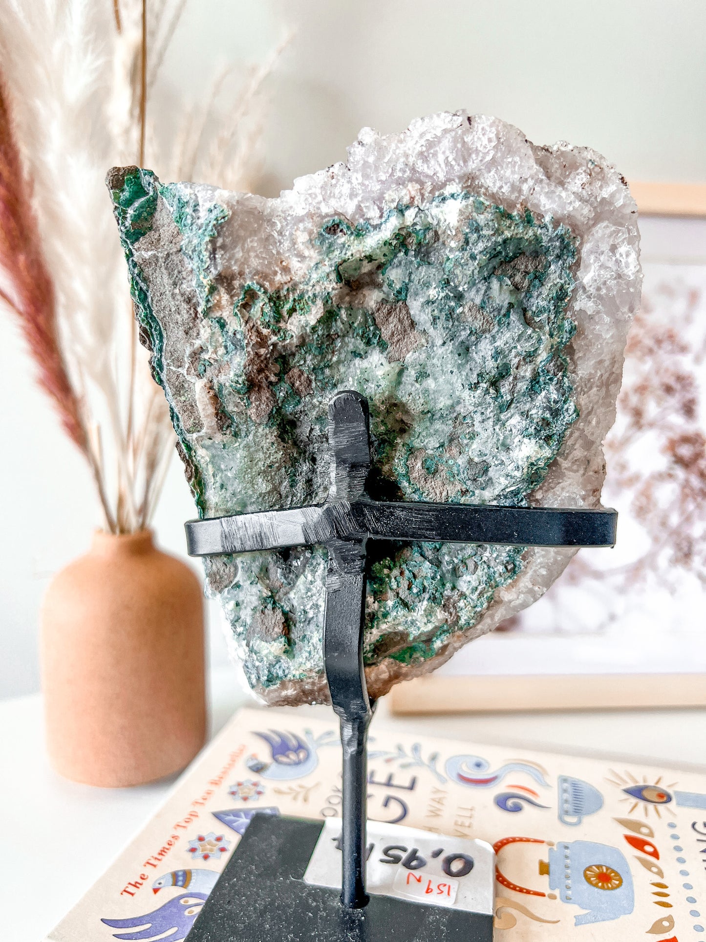 Amethyst Geode on Stand (Removable) with Calcite and Hematite - Crystal Love Treasures