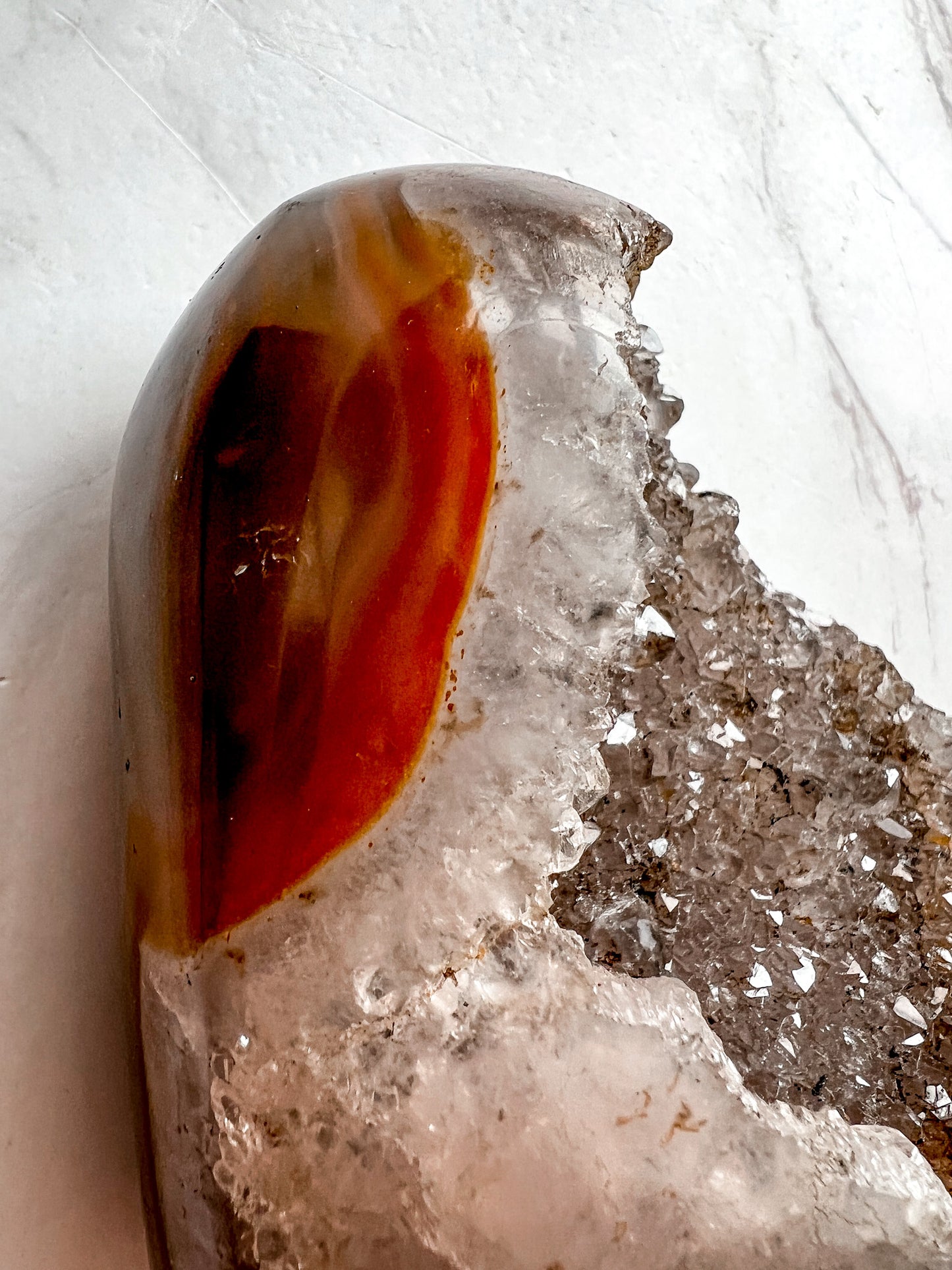 Druzy Carnelian Agate Heart with Custom Stand