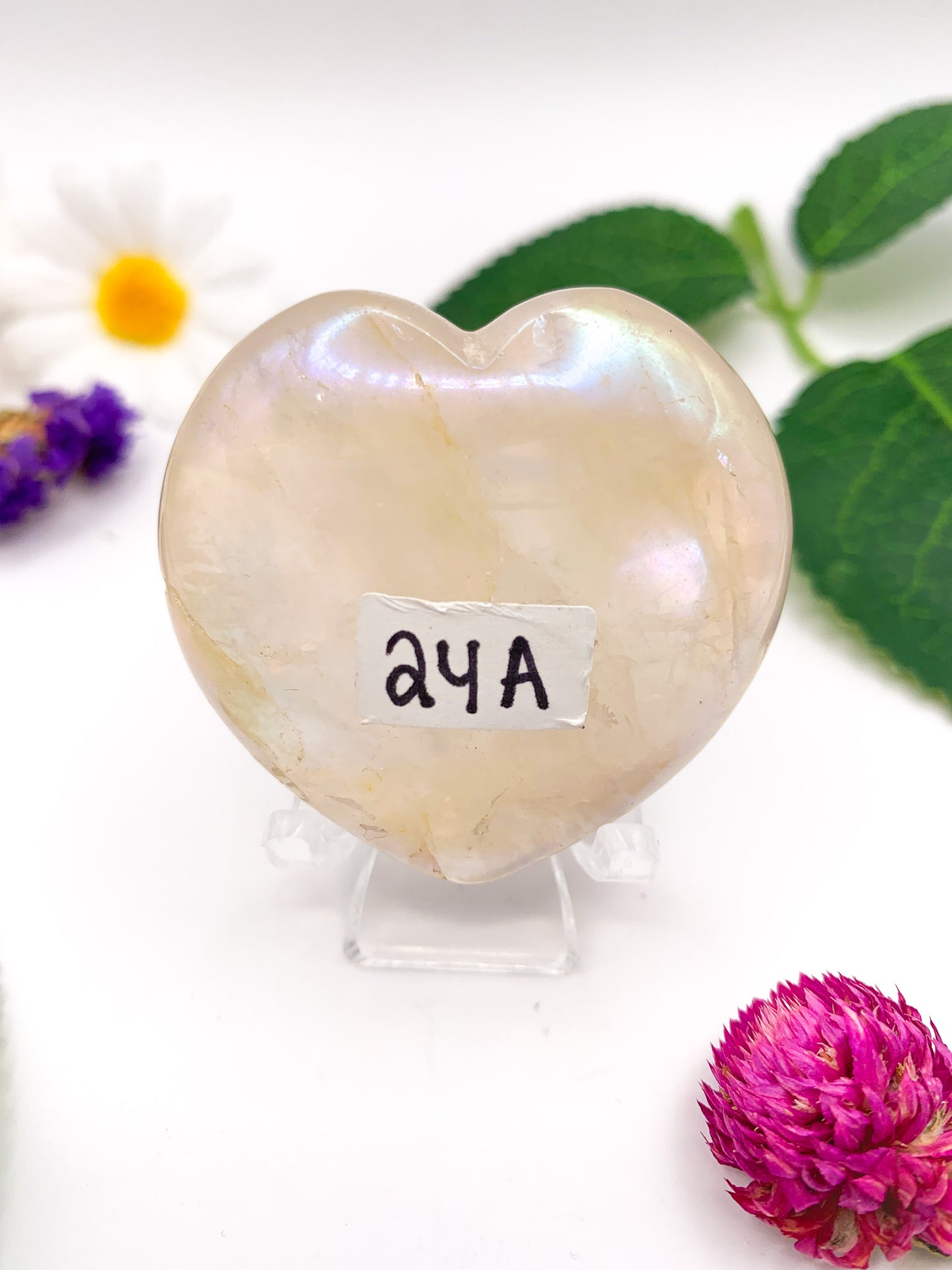 Aura Quartz Heart - Crystal Love Treasures