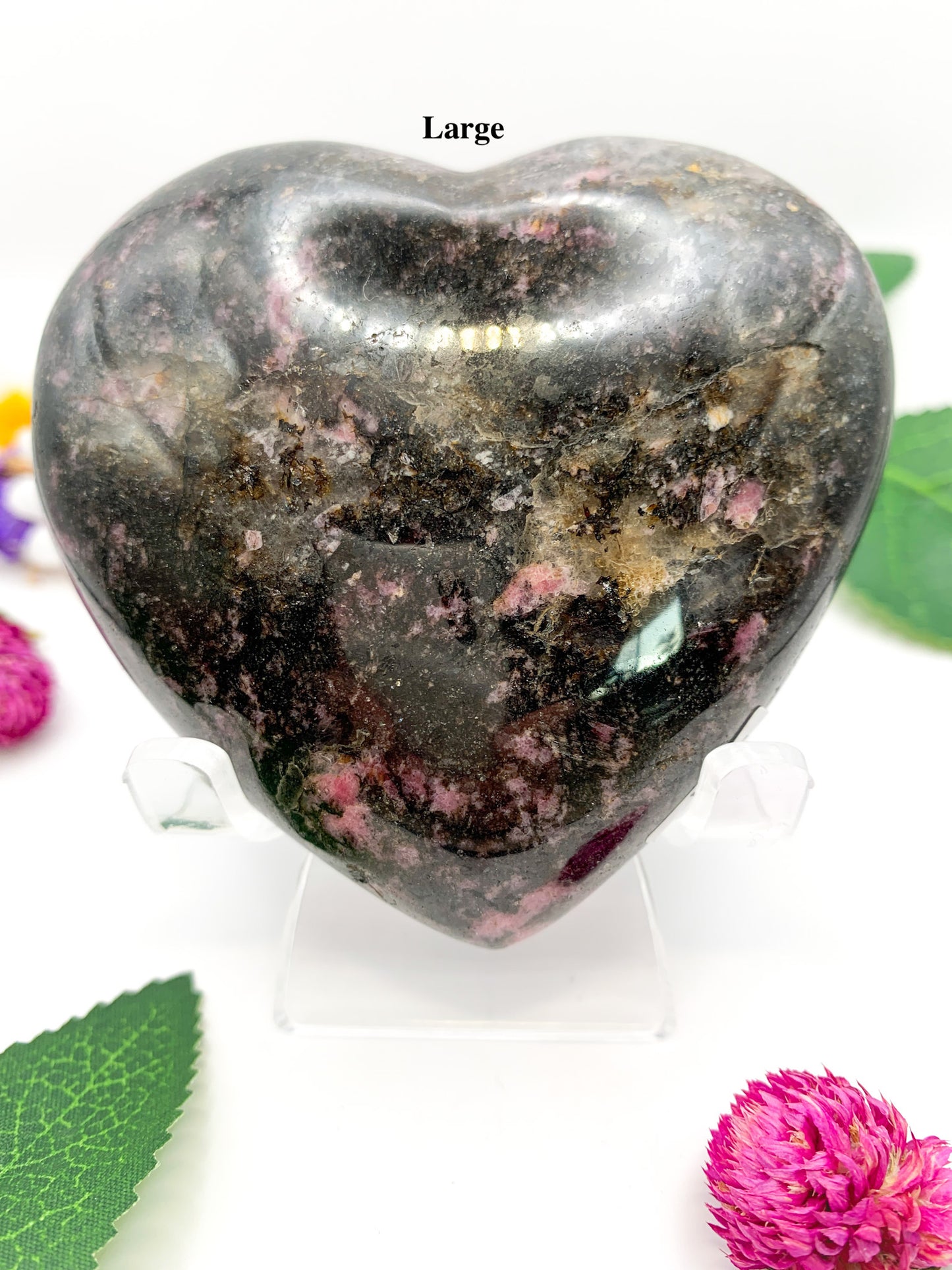Rhodonite Heart (Black) - Crystal Love Treasures