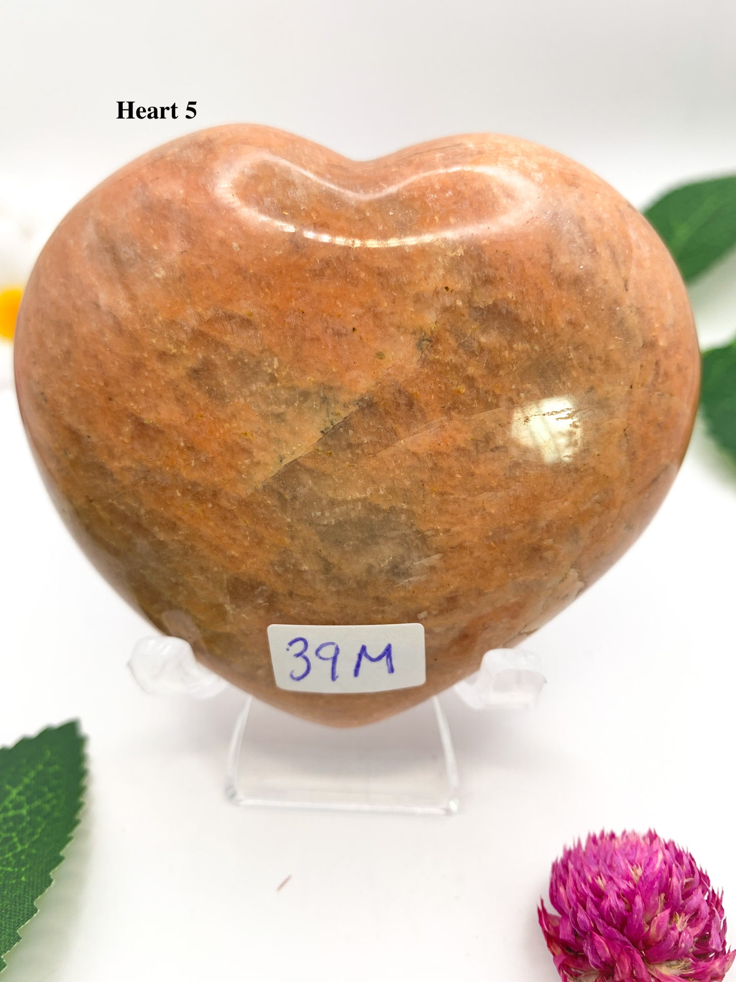Peach Moonstone Heart - Crystal Love Treasures