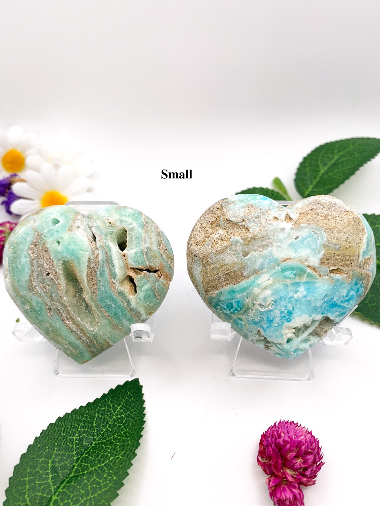 Blue Aragonite Heart (Caribbean Calcite) - Crystal Love Treasures