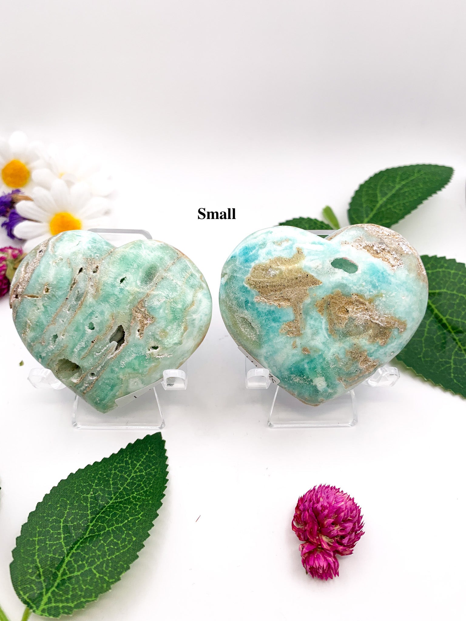 Blue Aragonite Heart (Caribbean Calcite) - Crystal Love Treasures