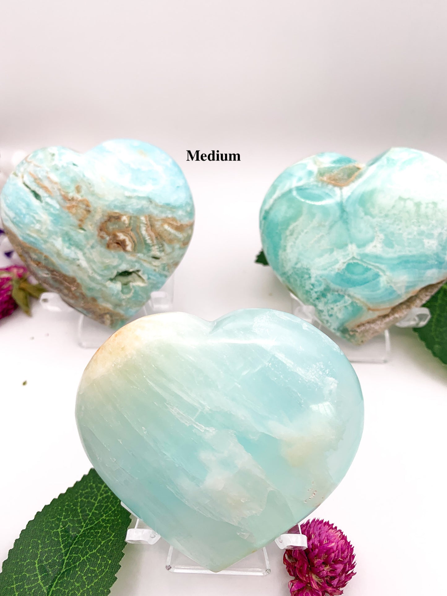 Blue Aragonite Heart (Caribbean Calcite) - Crystal Love Treasures