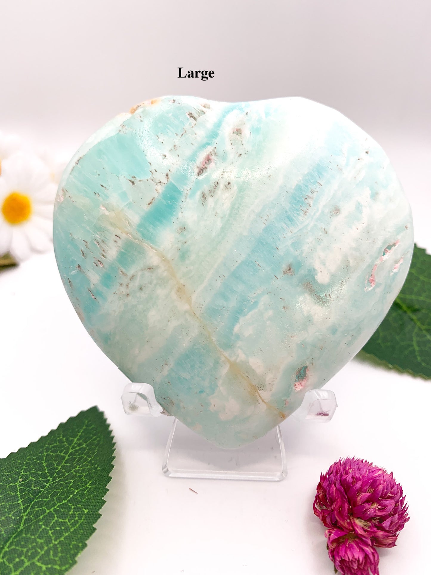 Blue Aragonite Heart (Caribbean Calcite) - Crystal Love Treasures