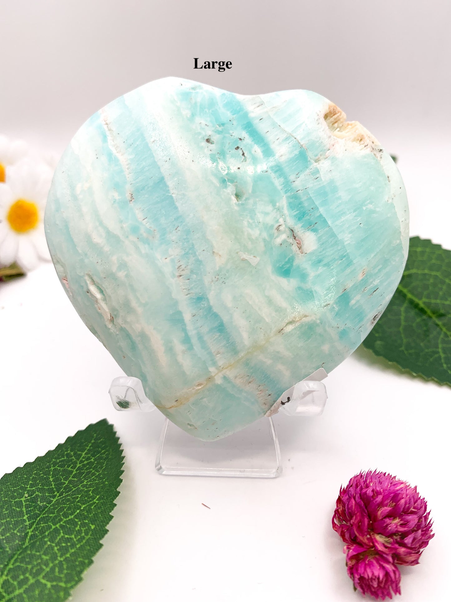 Blue Aragonite Heart (Caribbean Calcite) - Crystal Love Treasures