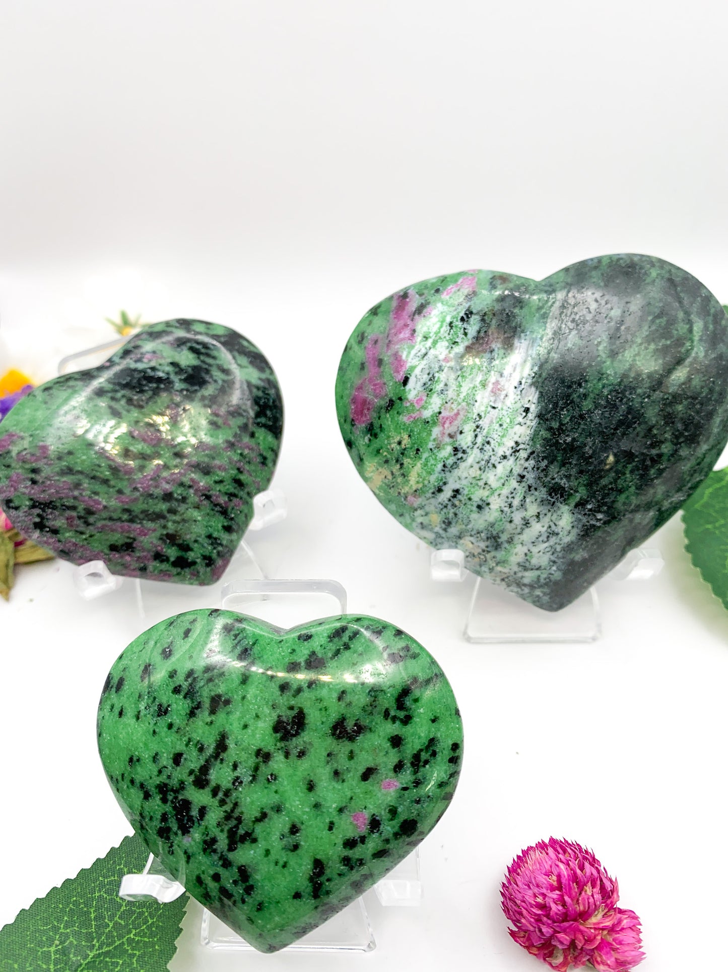 Ruby Zoisite Heart (Anyolite) - Crystal Love Treasures
