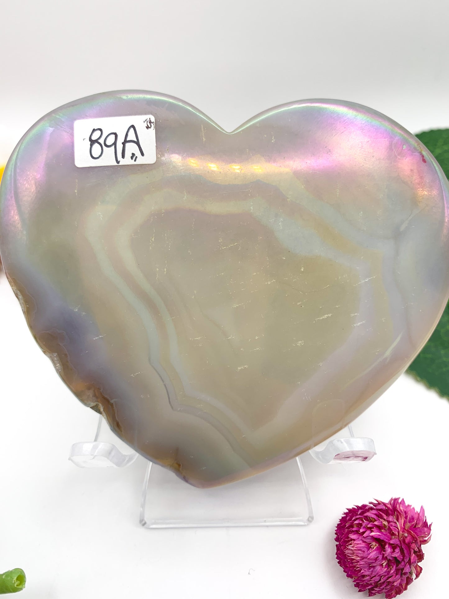 Aura Druzy Agate Heart Slice - Crystal Love Treasures