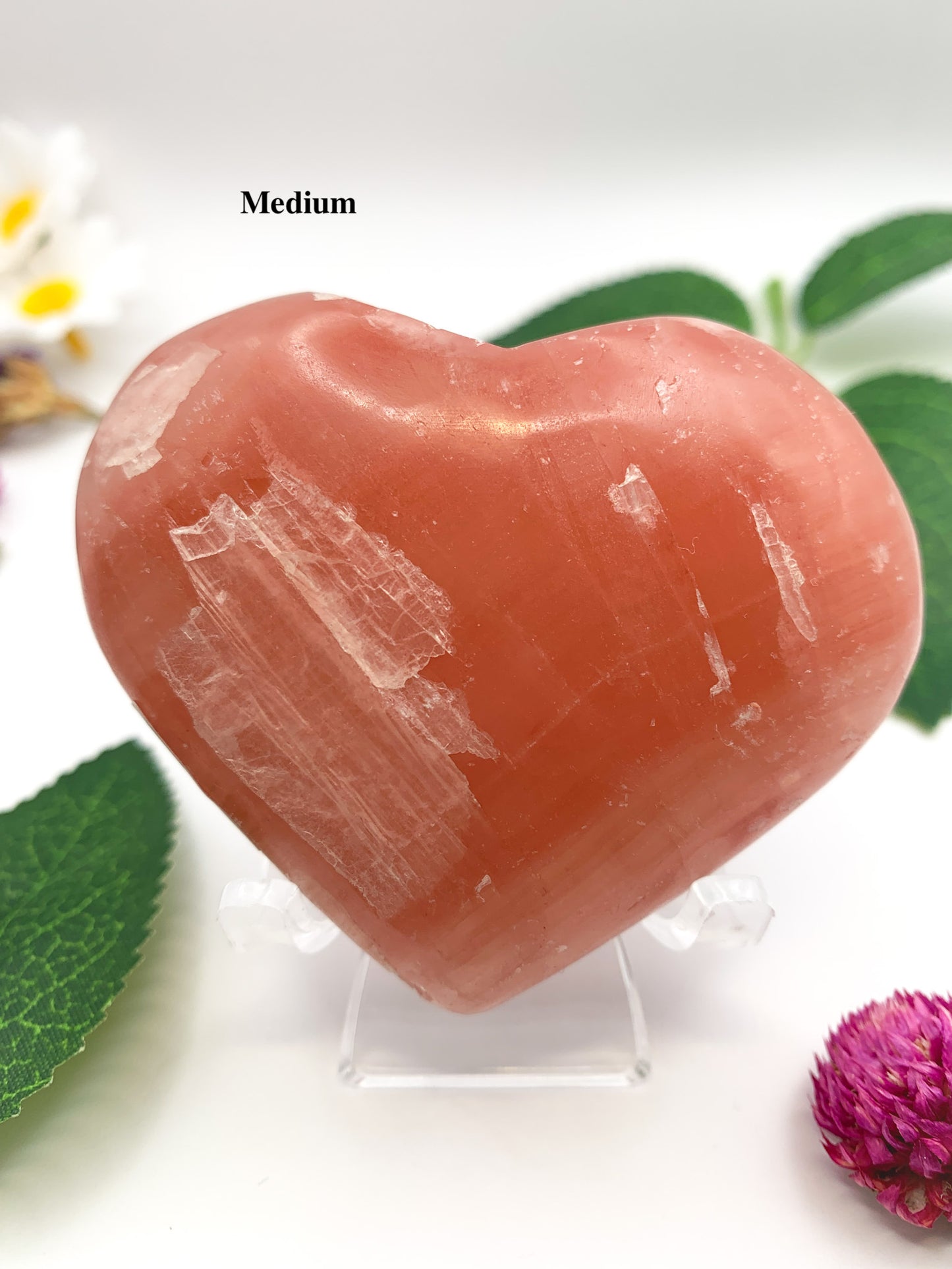 Rose Calcite Heart - Crystal Love Treasures