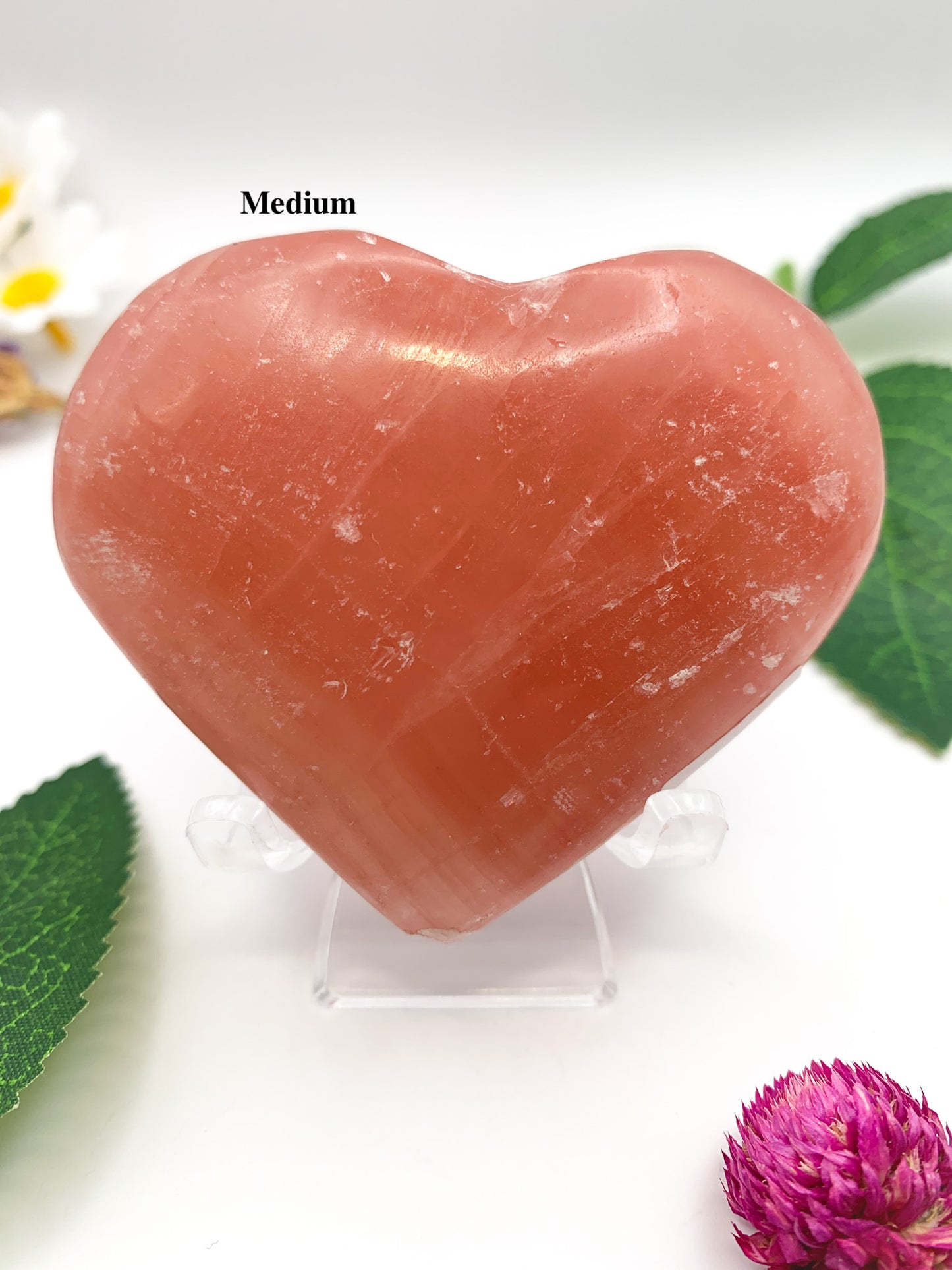 Rose Calcite Heart - Crystal Love Treasures