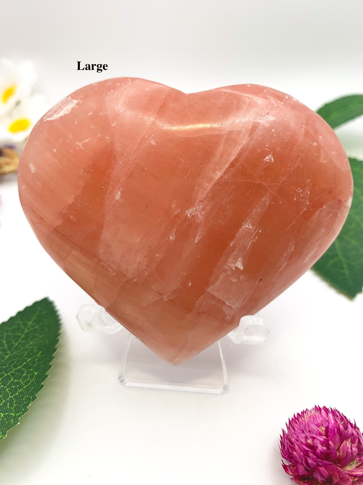 Rose Calcite Heart - Crystal Love Treasures