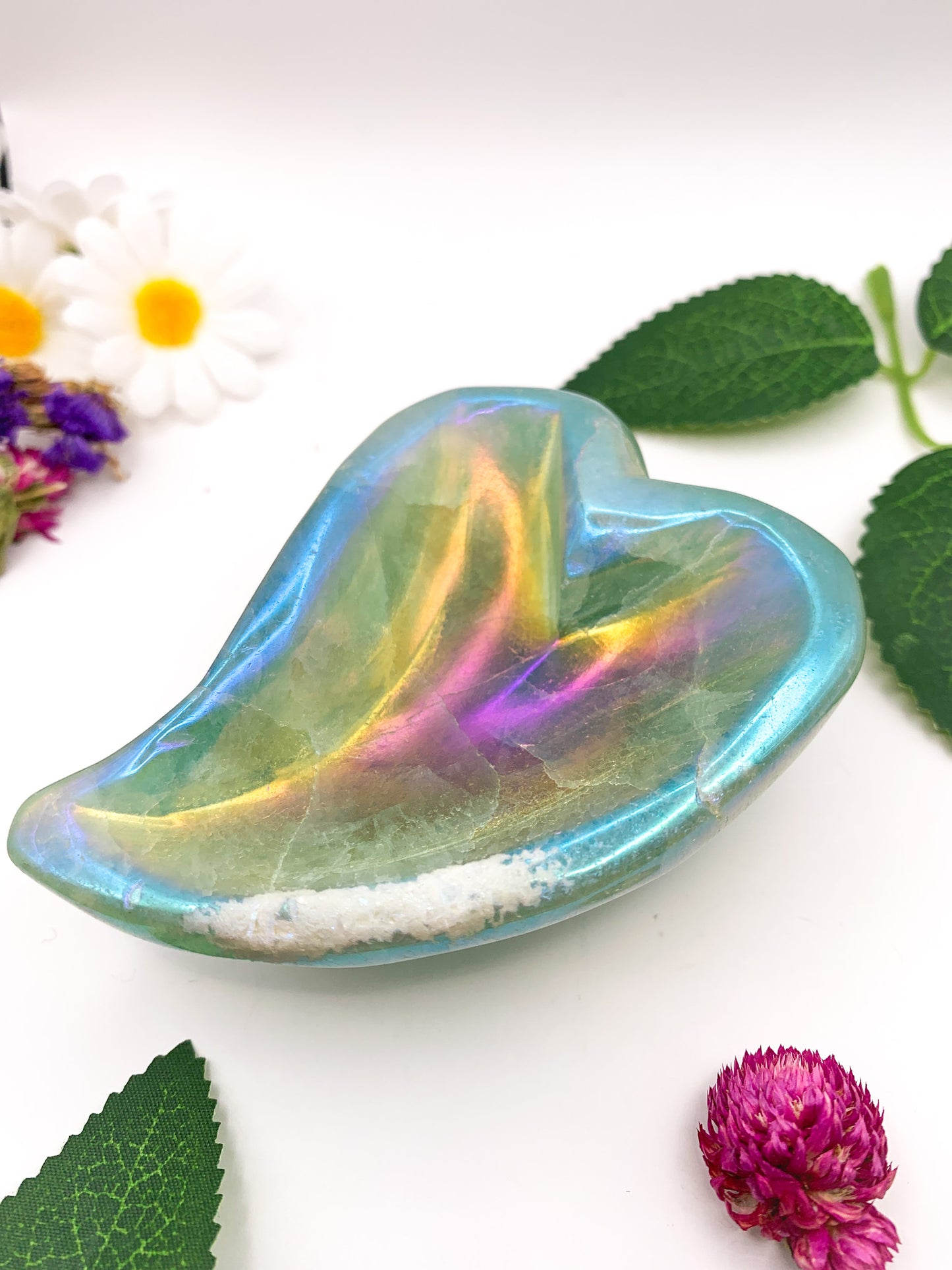 Aura Fluorite Heart Bowl - Crystal Love Treasures