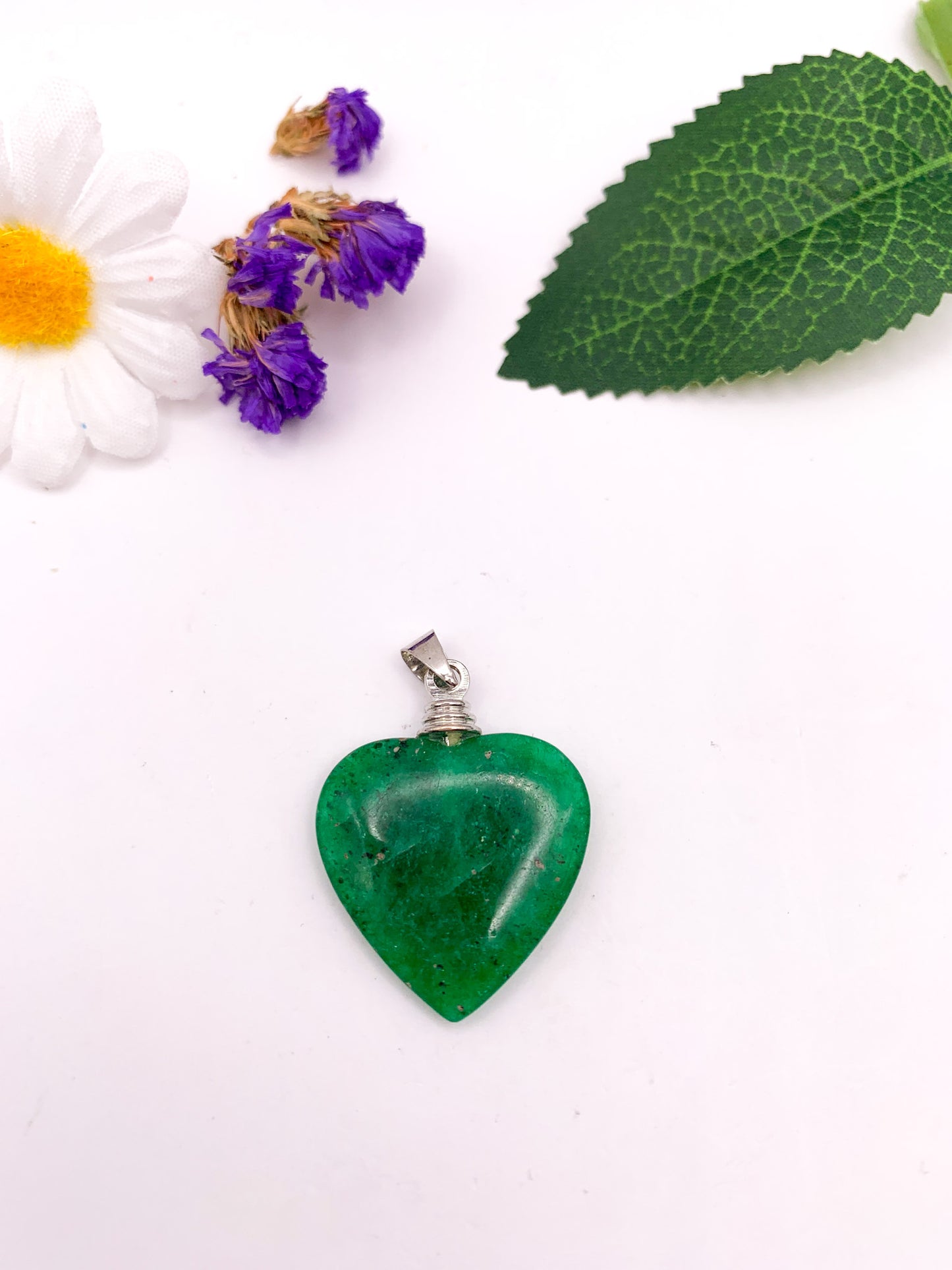 Emerald Tanzurine Heart Pendant (Green Quartz) - Crystal Love Treasures