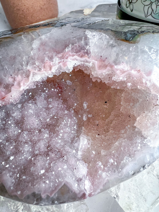 Druzy Pink Uruguayan Rainbow Amethyst Geode