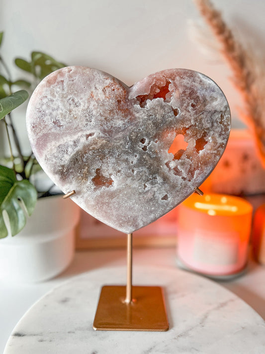 Druzy Pink Amethyst Heart