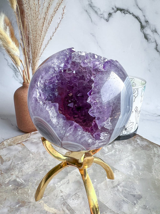 Druzy Amethyst Agate Geode Sphere