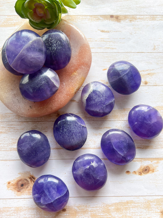 Purple Fluorite Palm Stone - Crystal Love Treasures