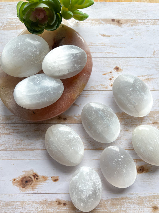 Selenite Palm Stone - Crystal Love Treasures