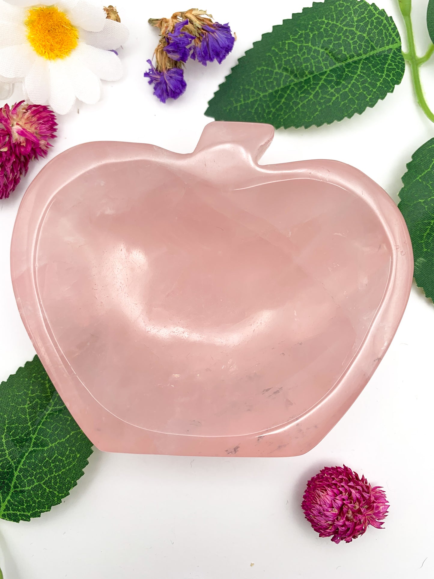 Rose Quartz Apple Bowl - Crystal Love Treasures