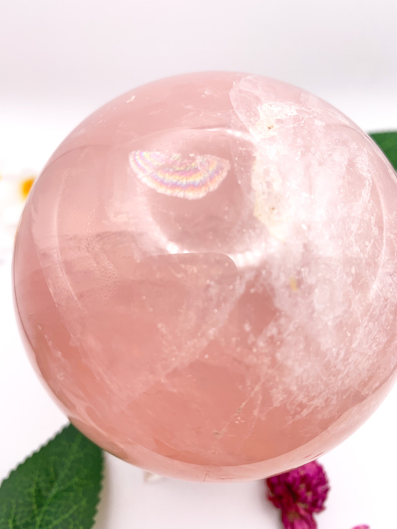 Rose Quartz Sphere with Star - Crystal Love Treasures