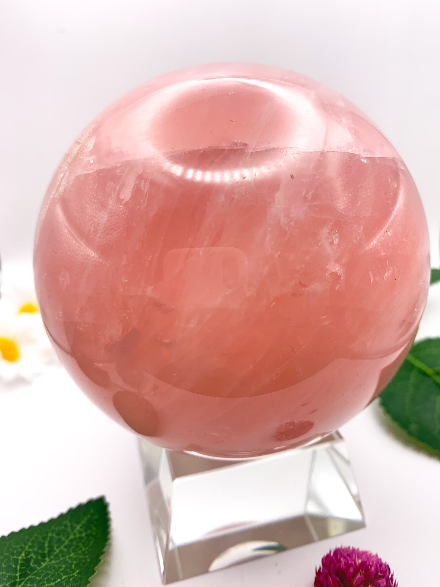 Rose Quartz Sphere with Star - Crystal Love Treasures