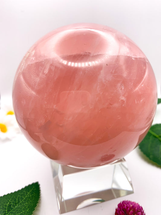 Rose Quartz Sphere with Star - Crystal Love Treasures