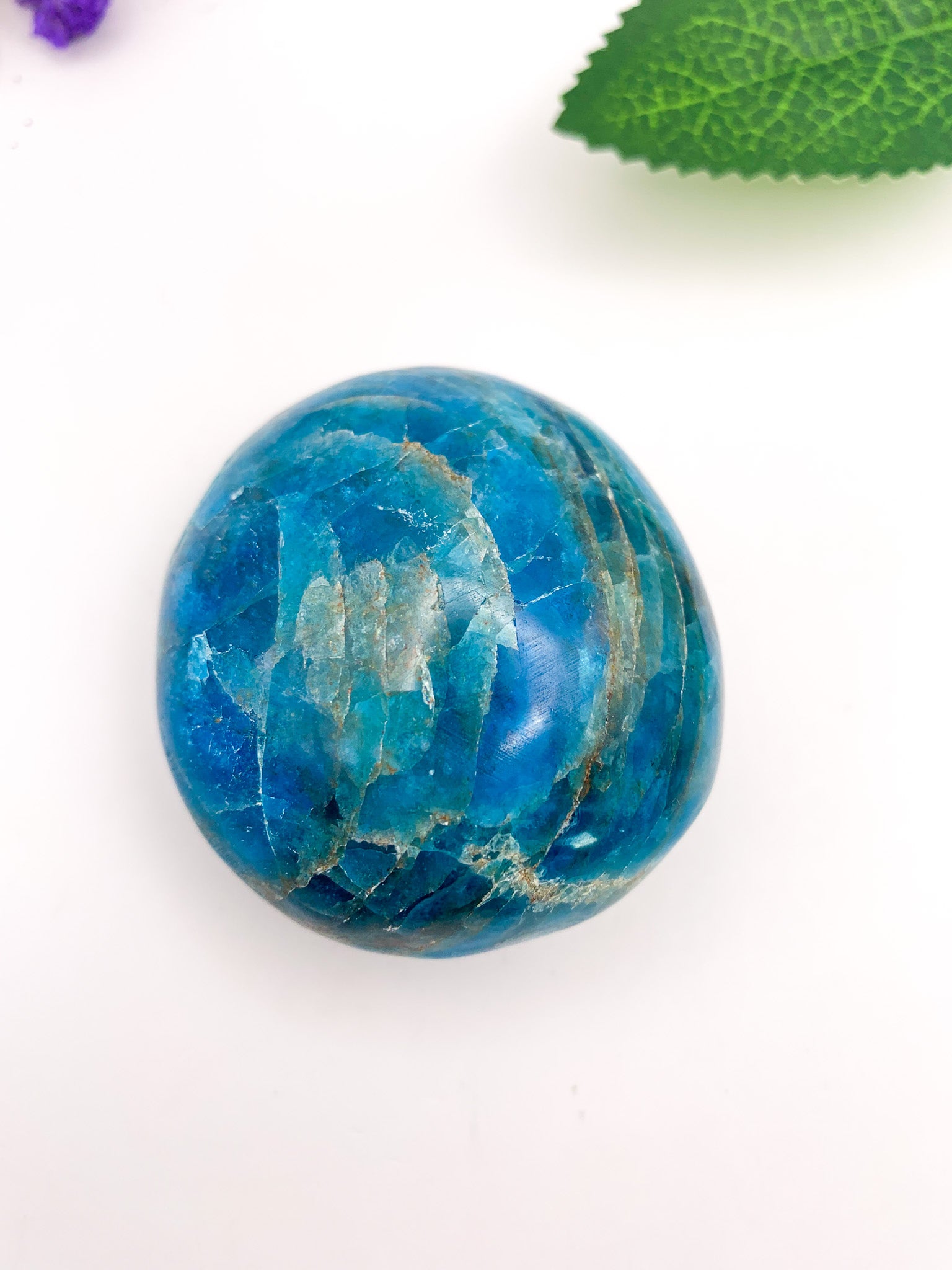 Blue Apatite Palm Stone - Crystal Love Treasures