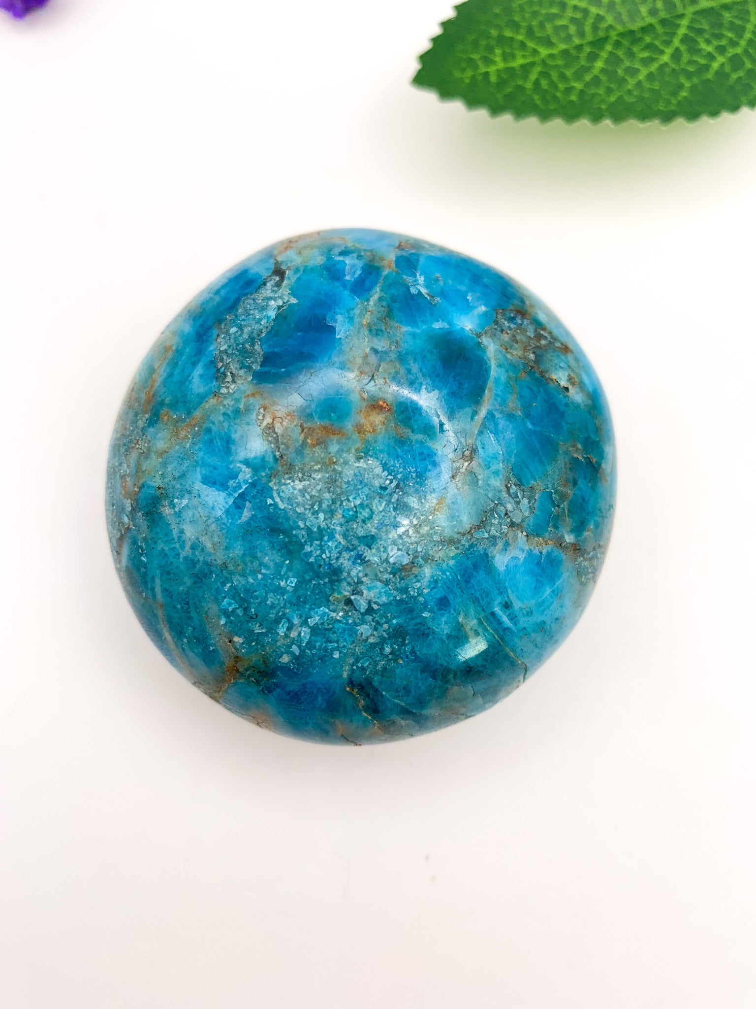 Blue Apatite Palm Stone - Crystal Love Treasures