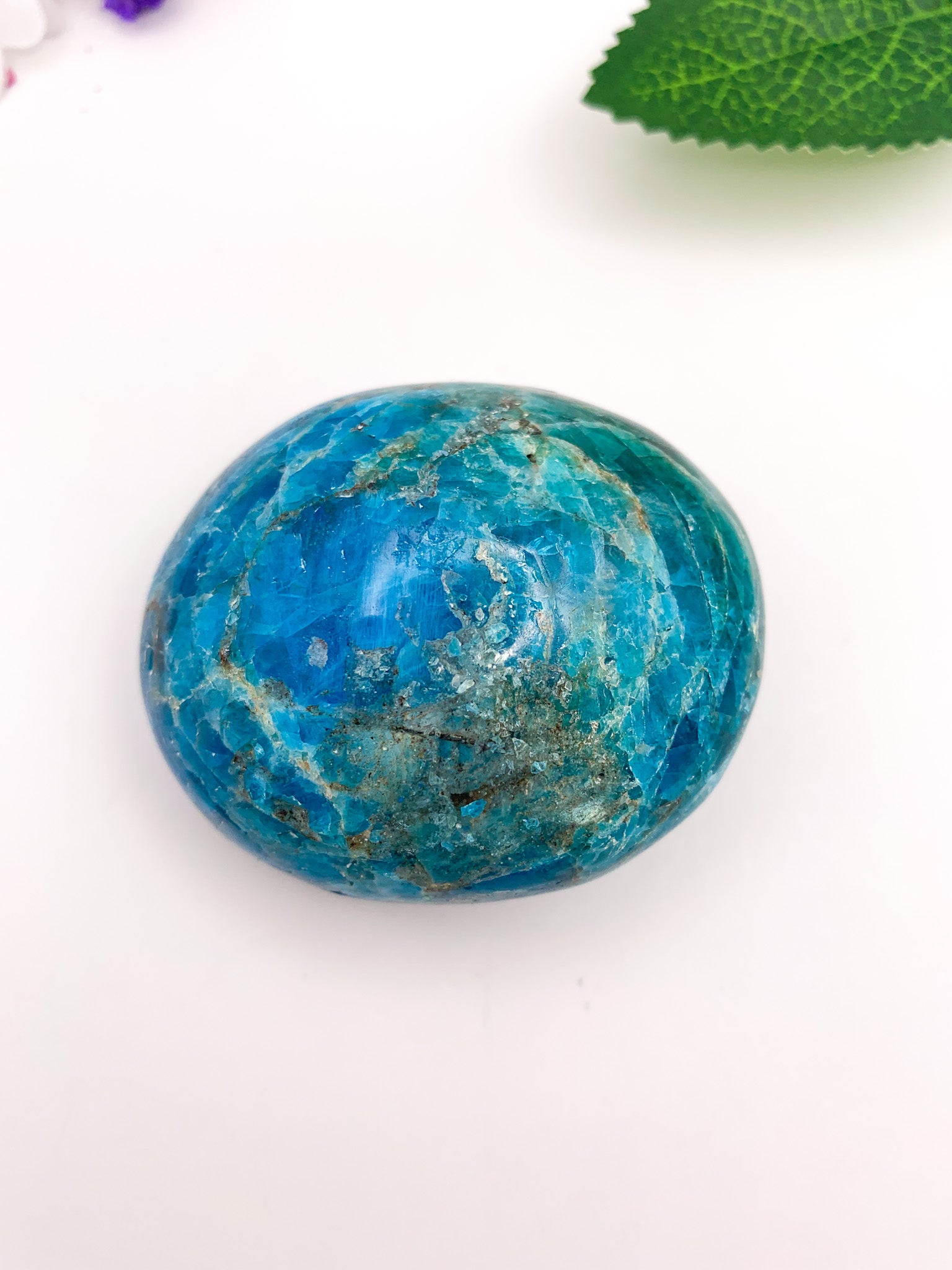 Blue Apatite Palm Stone - Crystal Love Treasures