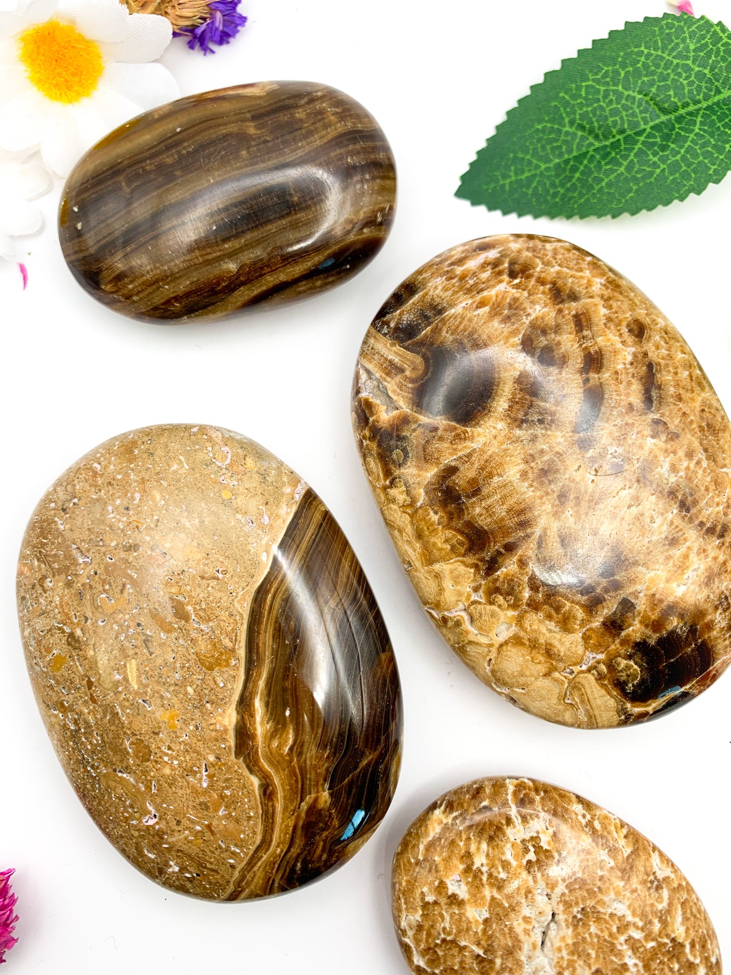 Chocolate Calcite Palm Stone - Crystal Love Treasures