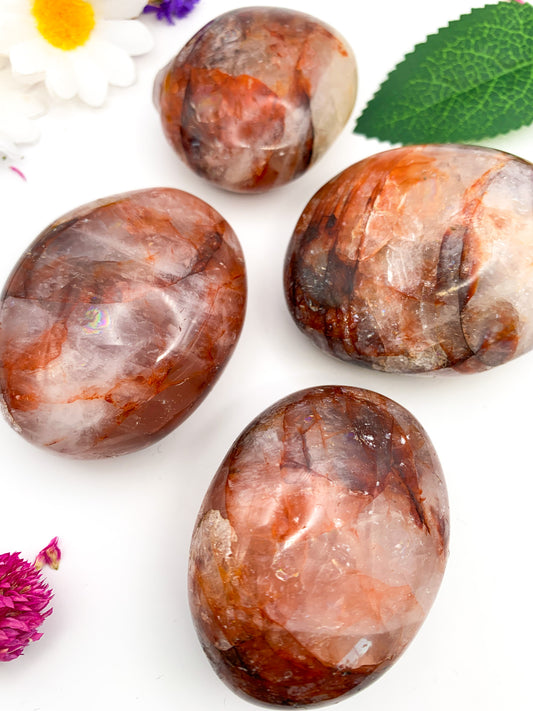 Fire Quartz Palm Stone (Hematoid Quartz) - Crystal Love Treasures
