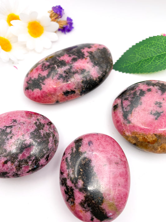 Rhodonite Palm Stone - Crystal Love Treasures