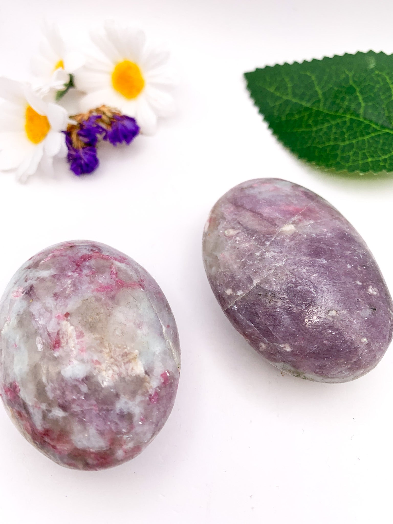 Pink Tourmaline Palm Stone/ Plum Blossom - Crystal Love Treasures