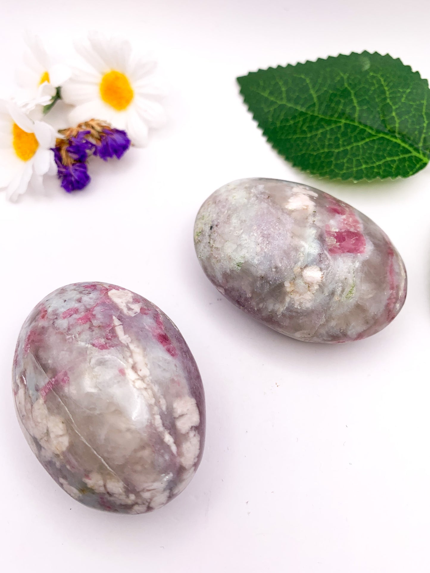 Pink Tourmaline Palm Stone/ Plum Blossom - Crystal Love Treasures