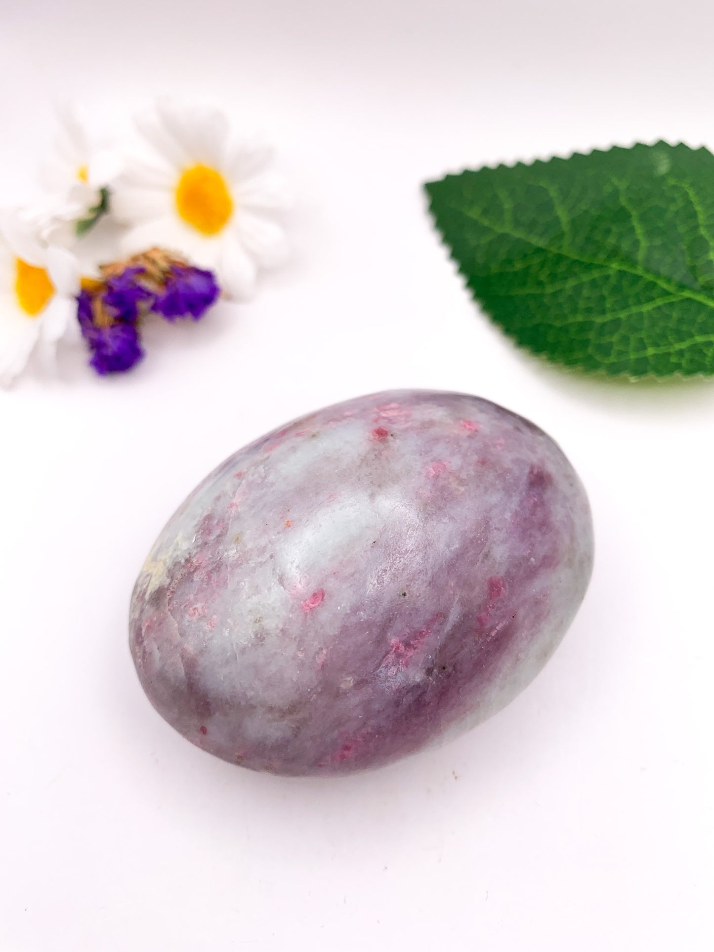 Pink Tourmaline Palm Stone/ Plum Blossom - Crystal Love Treasures