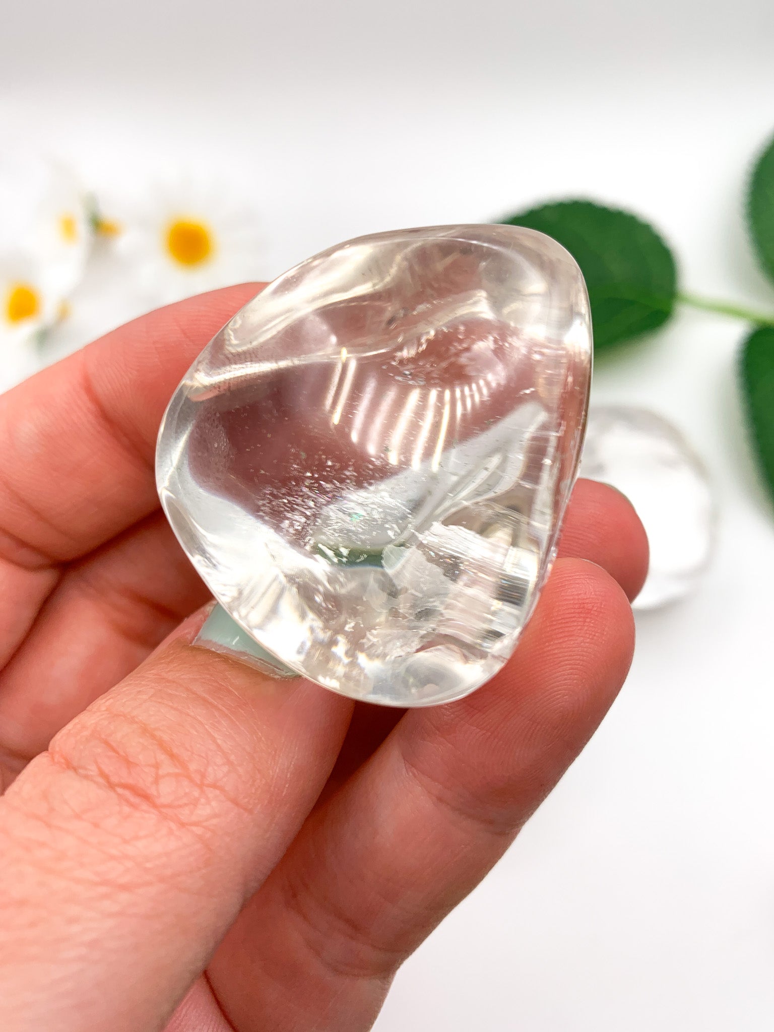 Clear Quartz Palm Stone - Crystal Love Treasures