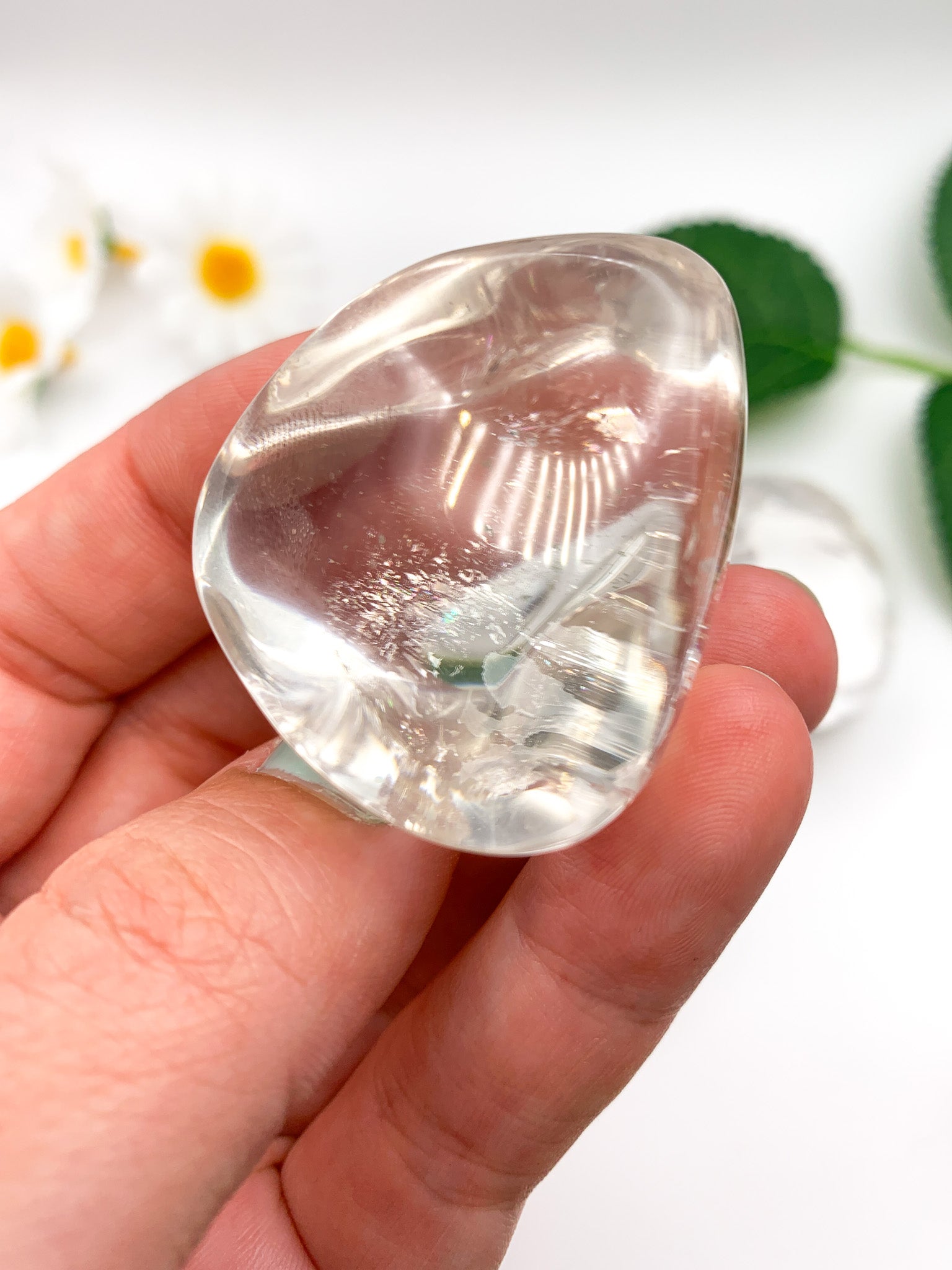 Clear Quartz Palm Stone - Crystal Love Treasures