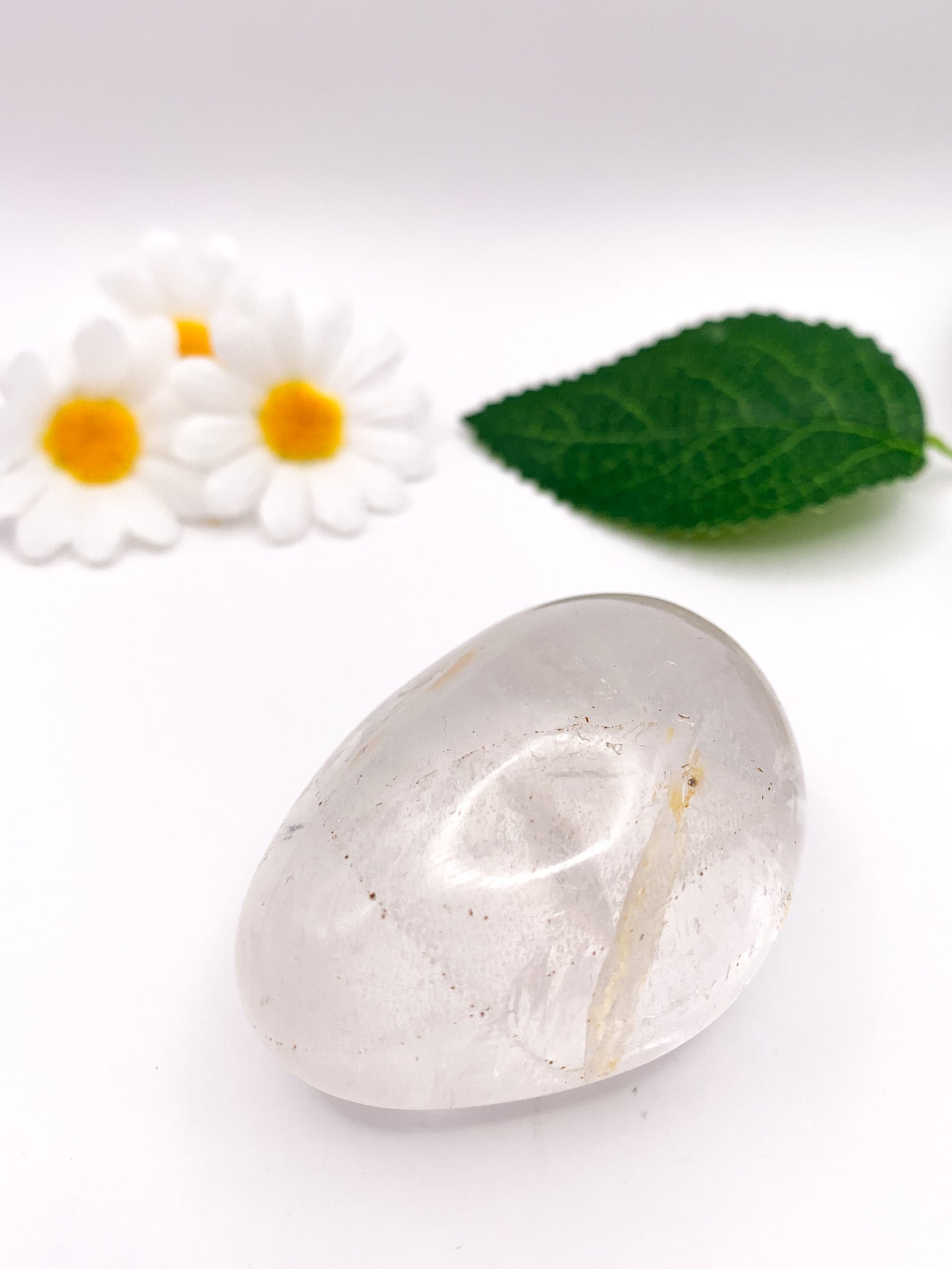 Clear Quartz Palm Stone - Crystal Love Treasures