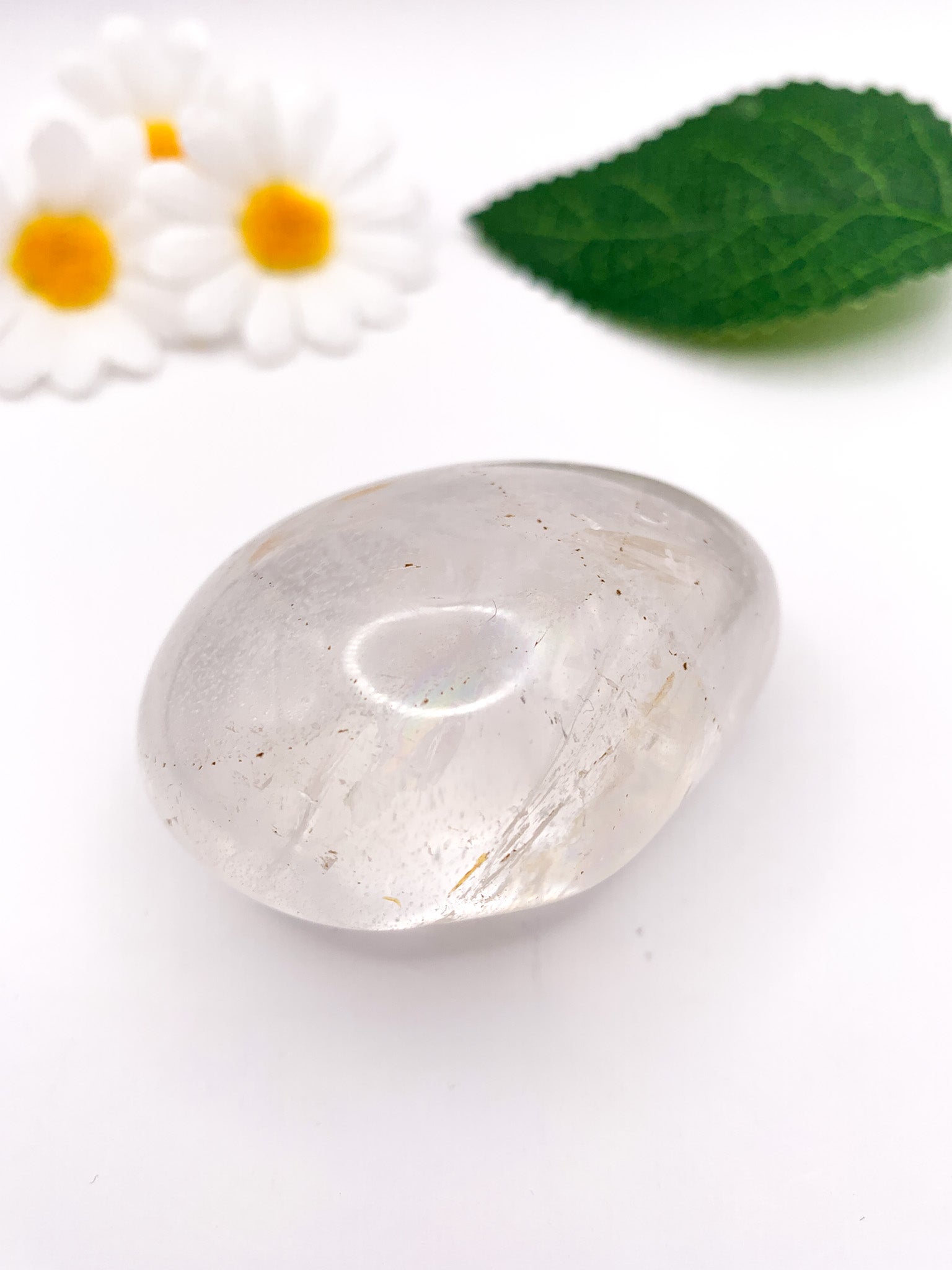Clear Quartz Palm Stone - Crystal Love Treasures