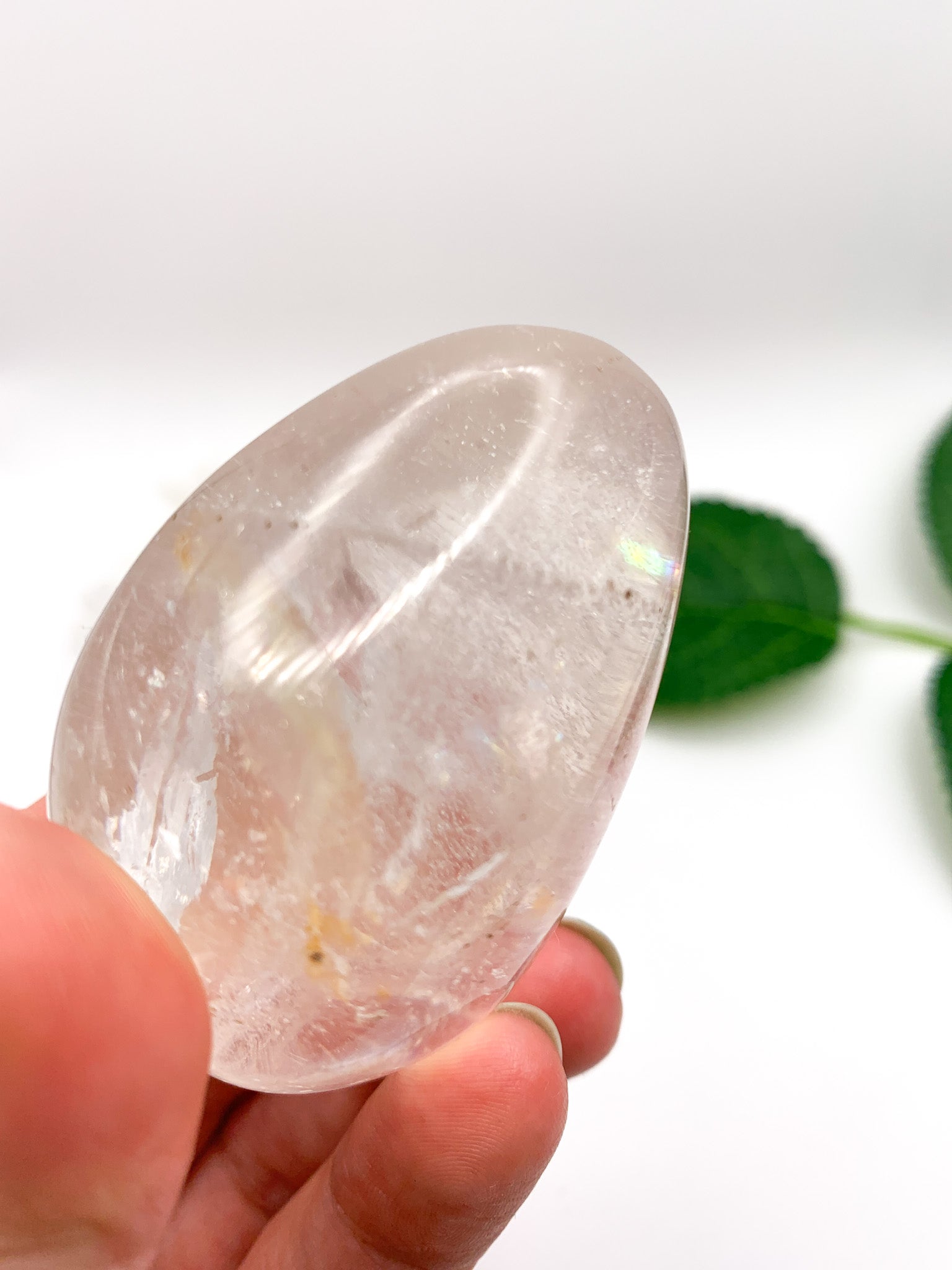 Clear Quartz Palm Stone - Crystal Love Treasures