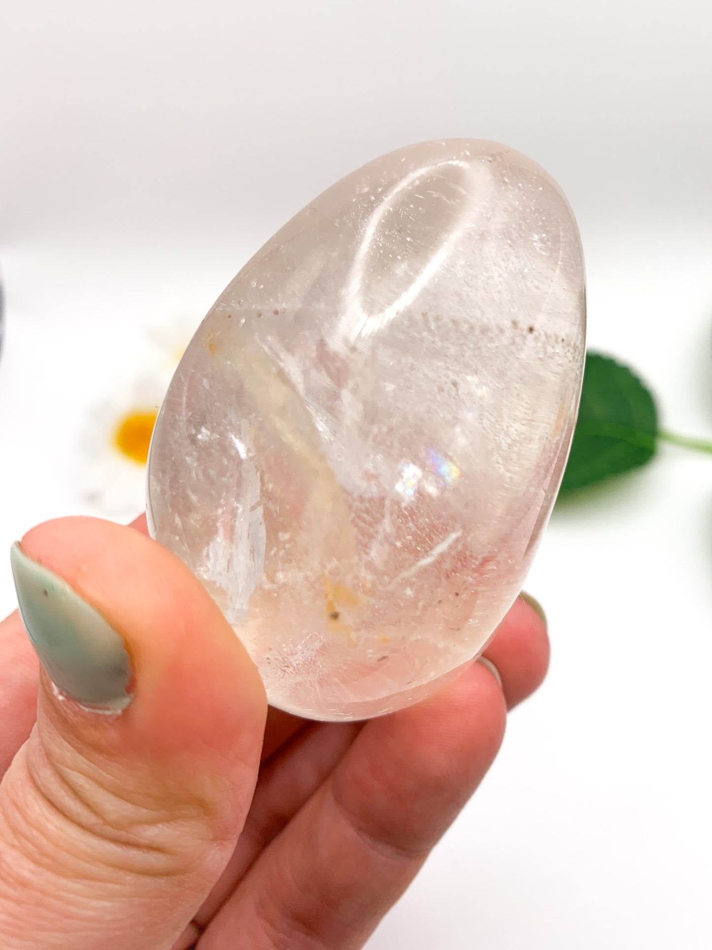 Clear Quartz Palm Stone - Crystal Love Treasures